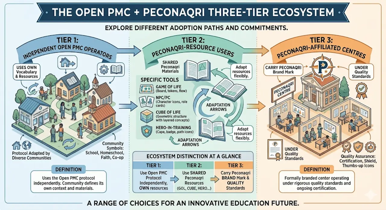 Three implementation pathways for the Open PMC Protocol.